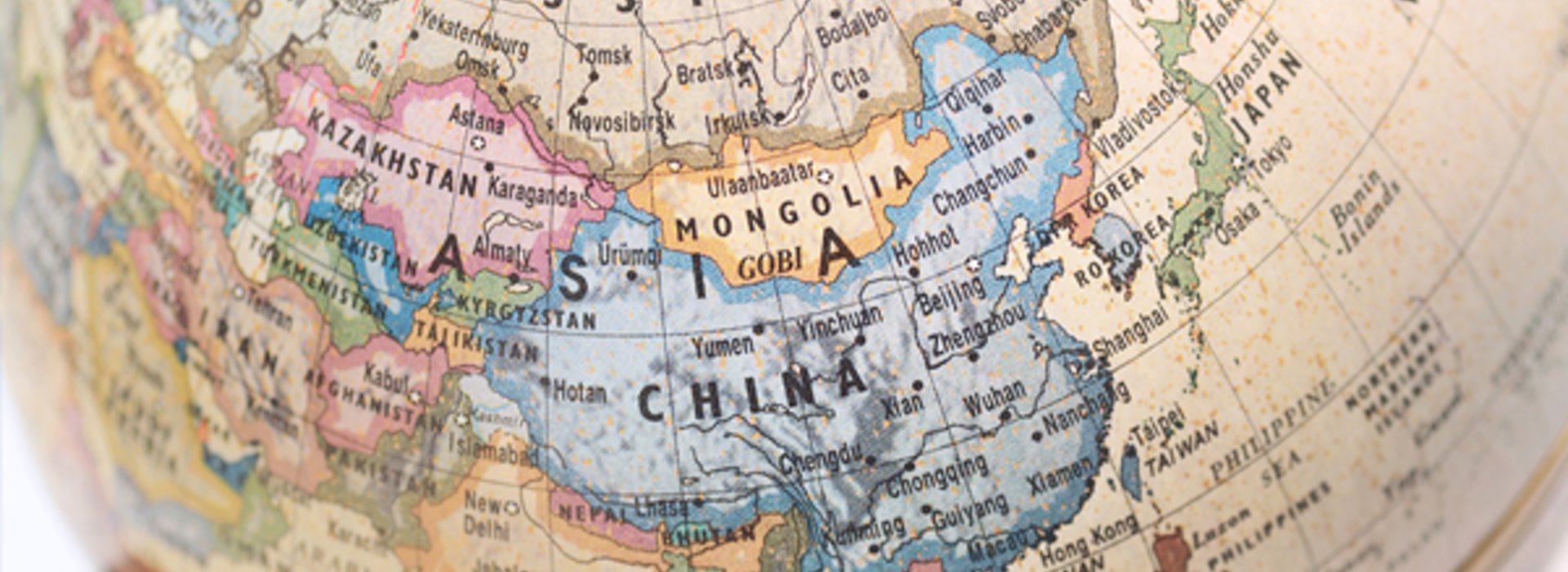 Globus, auf dem Asien zu sehen ist