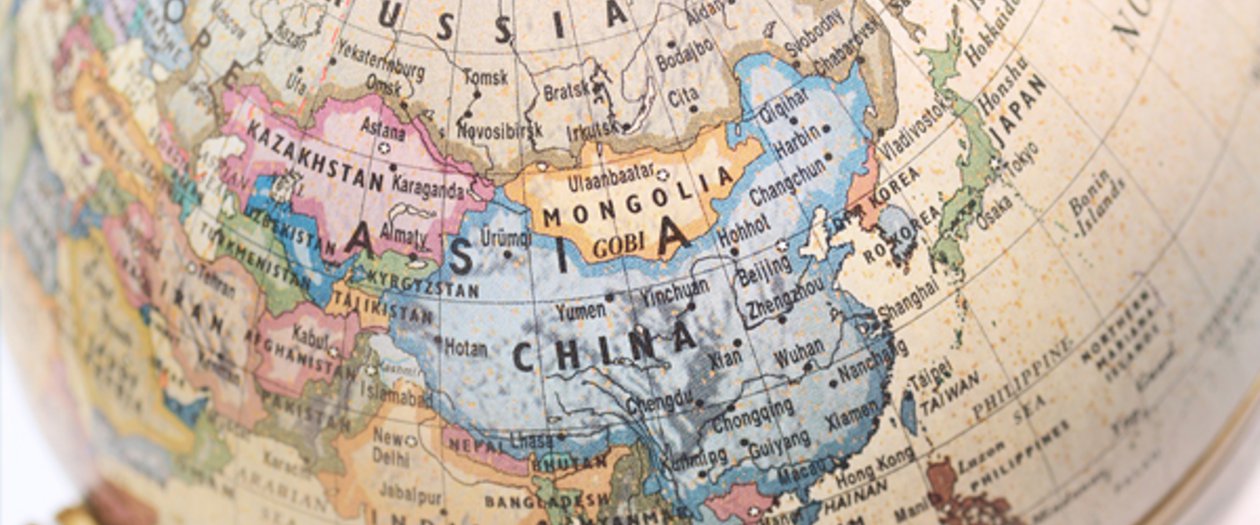 Globus, auf dem Asien zu sehen ist