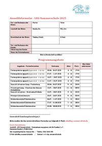 Anmeldeformular LEG Sommerschule 2025