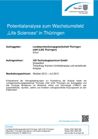 Potentialanalyse zum Wachstumsfeld "Life Sciences" in Thüringen - Teilbericht VDI
