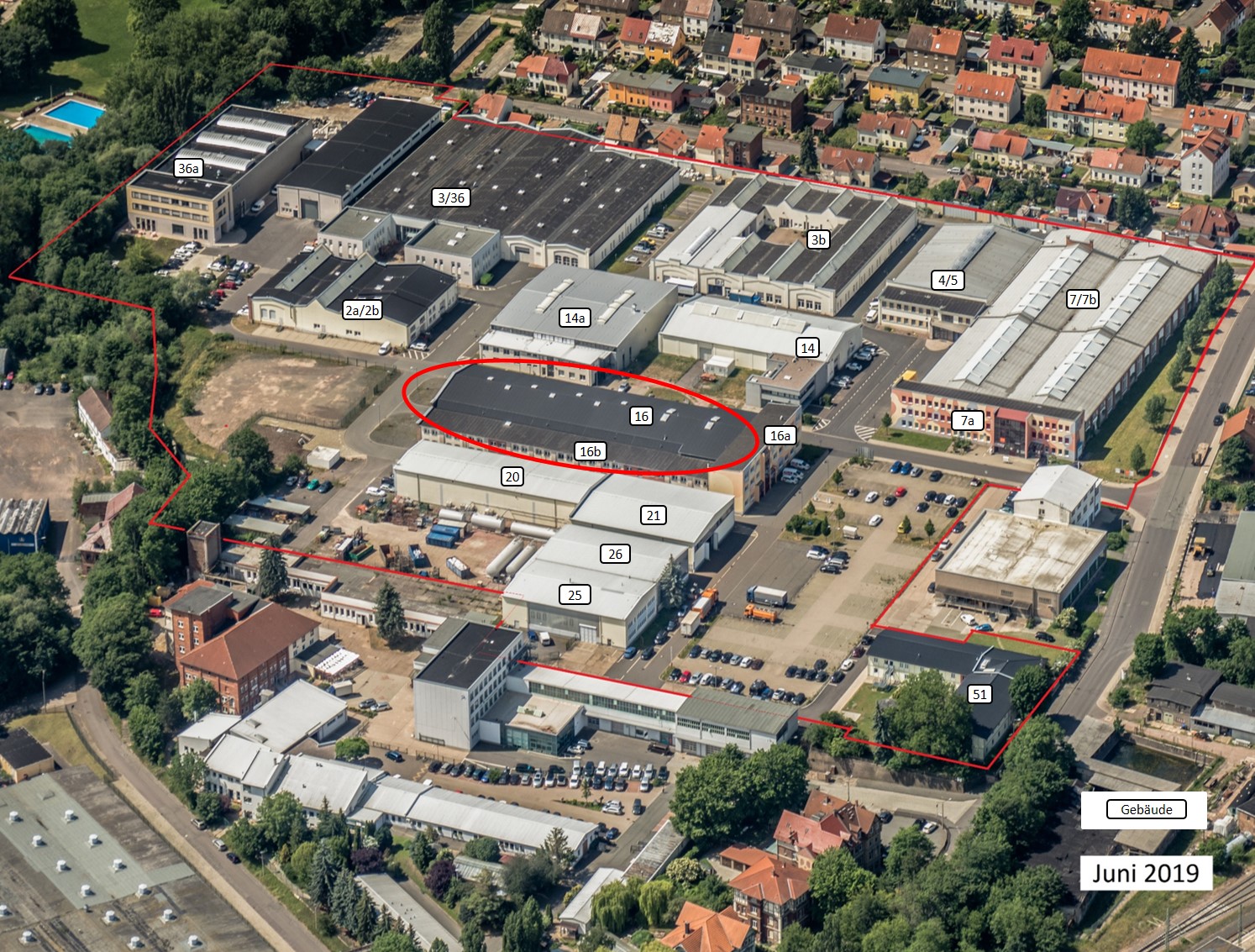 Ansicht Produktionshalle mit Büro- und Sozialtrakt in Gotha, Südstraße 15