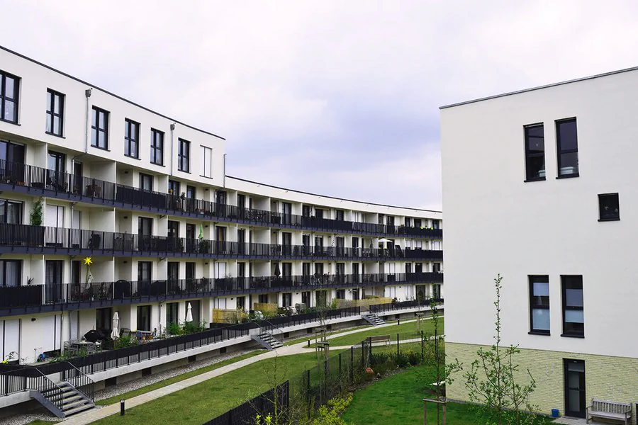 Erfurt-Brühl: Neugebaute Wohngebäude