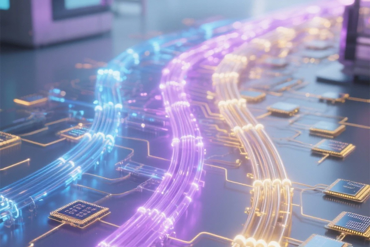 Bildbeschreibung / description: Unterschiedlich beleuchtete Glasfaserkabel