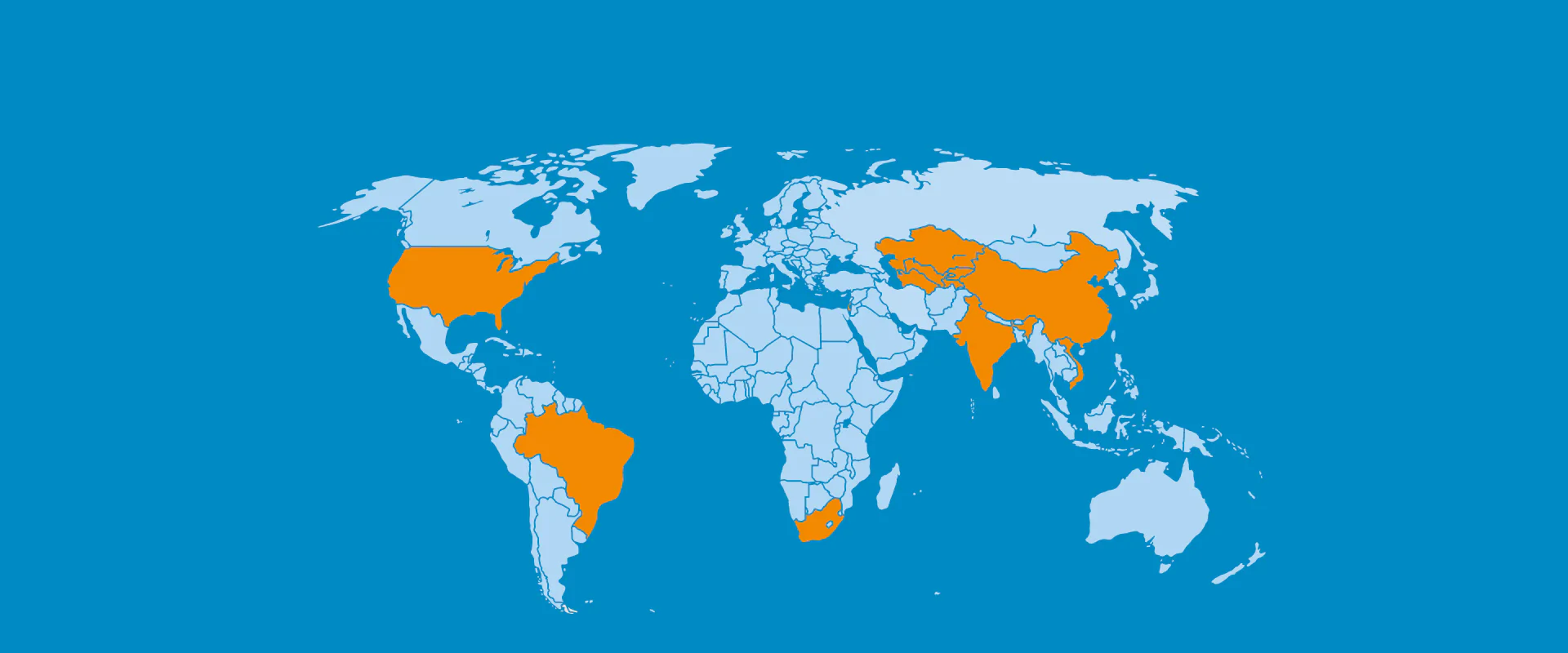 Bildbeschreibung / description: Weltkarte mit markierten Zielmärkten