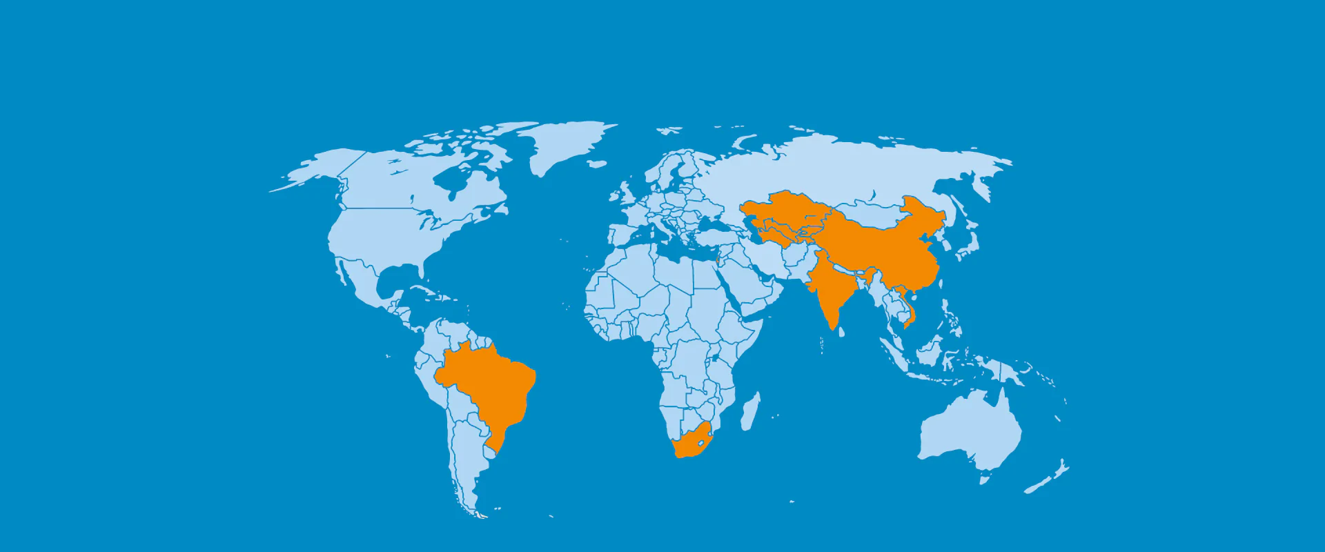 Bildbeschreibung / description: Weltkarte mit markierten Zielmärkten